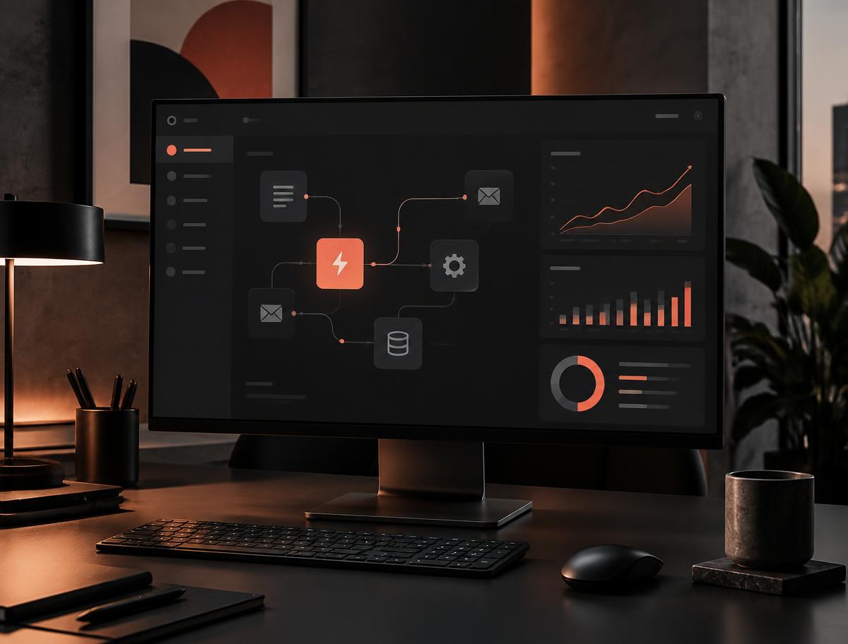 Conceito de sistema de automação em monitor